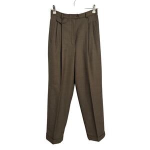 Lauren Ralph Lauren Olive Brown Pleated Trousers